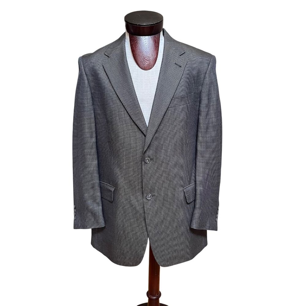Hart Schaffner Marx Nordstrom Mens‎ Gray 2 Button Micro Check Wool Blazer 42R